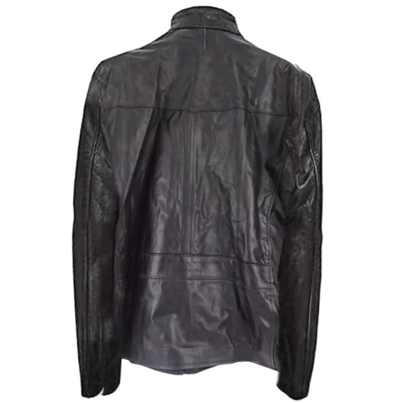 REAL LEATHER • Leather Garment Leather Jacket Biker Moto Flight Coat - Picture 2 of 3